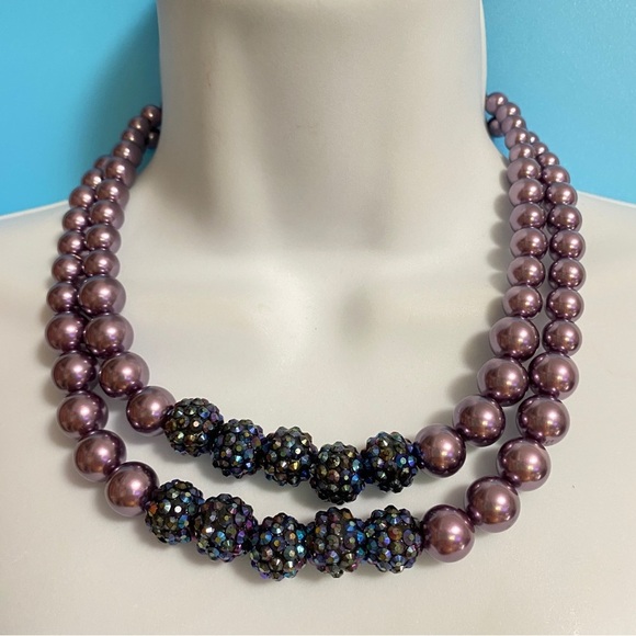 Lavender & Blue Acrylic Beads Necklace - Picture 6 of 7